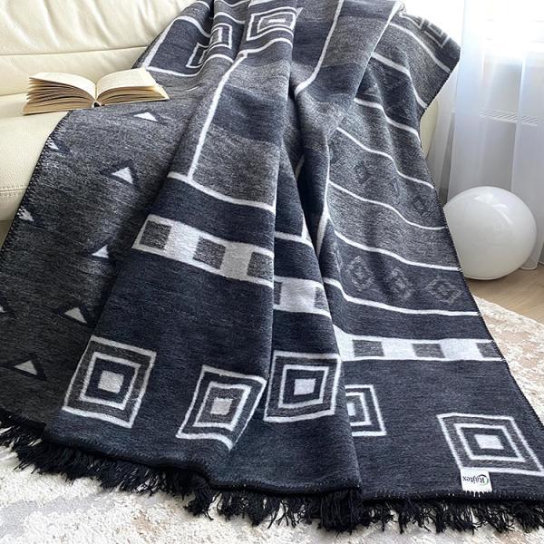 Плед Rajtex Геометрия, 200х220, серый, хлопок купить