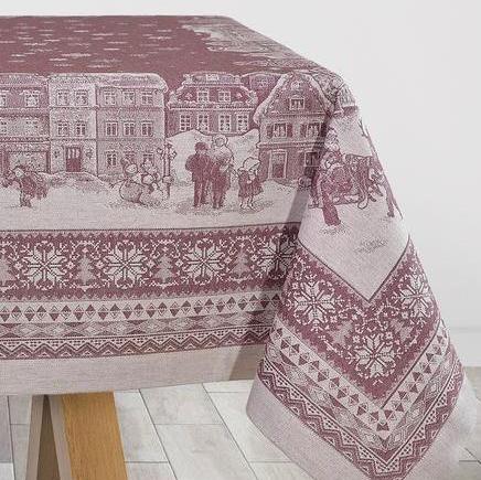Скатерть Яковлевский жаккард, Зимний город, 150х200, бордо купить