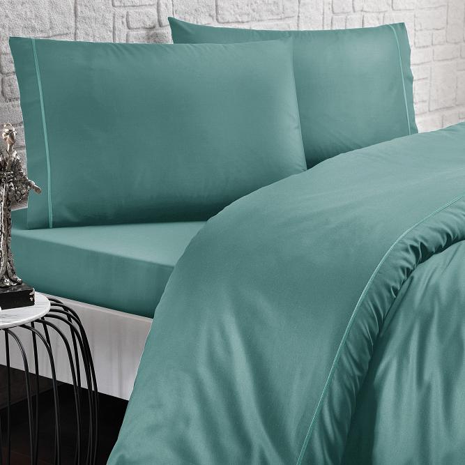 Постельное белье Tivolyo Home Кэжуал, т. зеленый, евро, сатин DELUXE купить