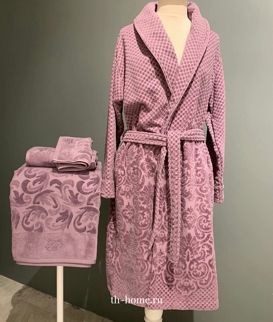 Махровый халат женский Tivolyo Home Лиза, S, грязно-розовый
