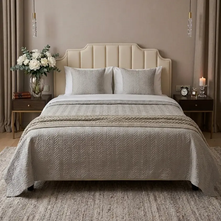 Покрывало Luxberry Зигги, 240х260, хлопок, серо-фисташковый купить