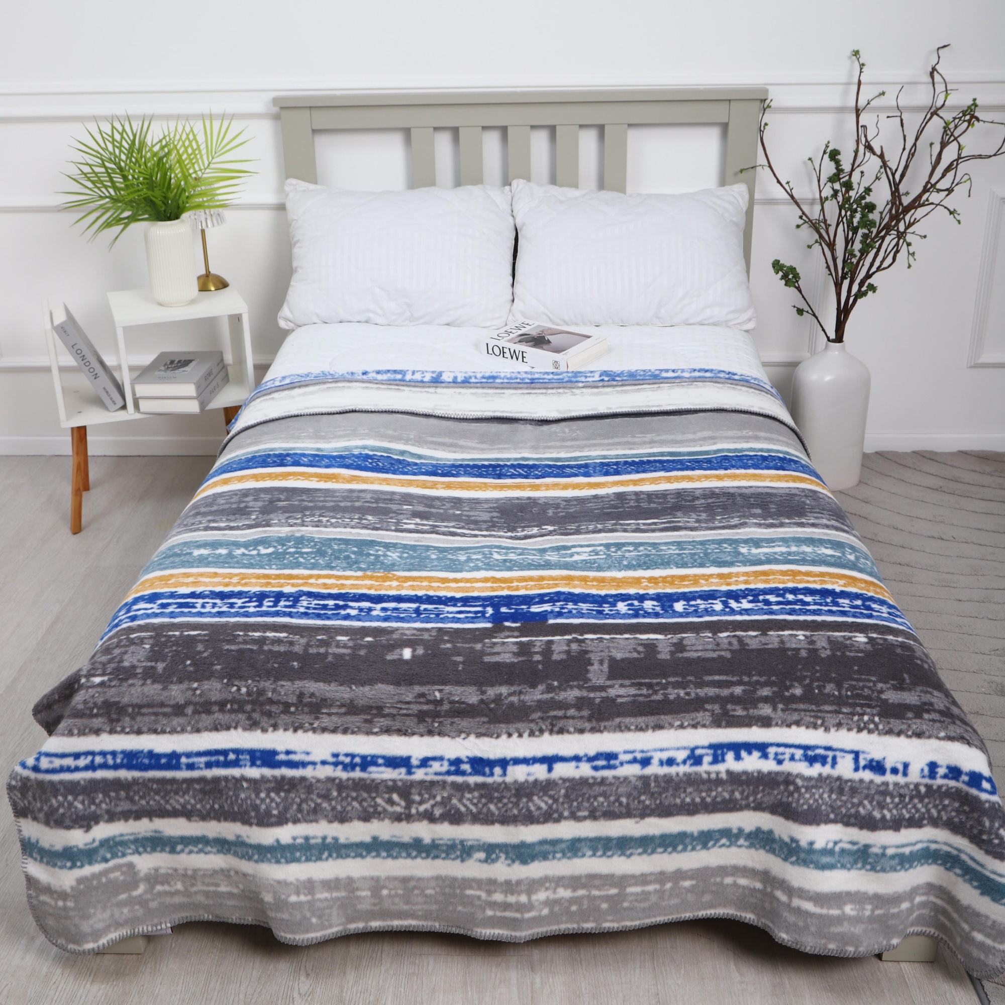 Плед Assorti Comfort Акварель, 150х200, хлопок, синий купить
