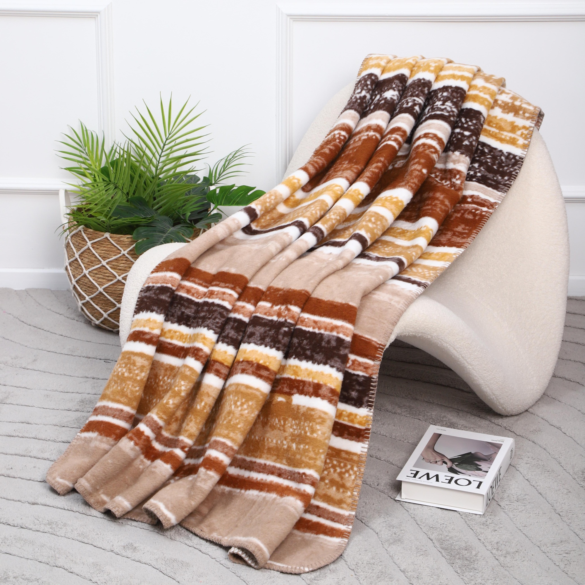Плед Assorti Comfort Акварель, 150х200, хлопок, коричневый купить