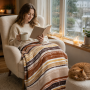 Плед Assorti Comfort Акварель, 150х200, хлопок, коричневый купить