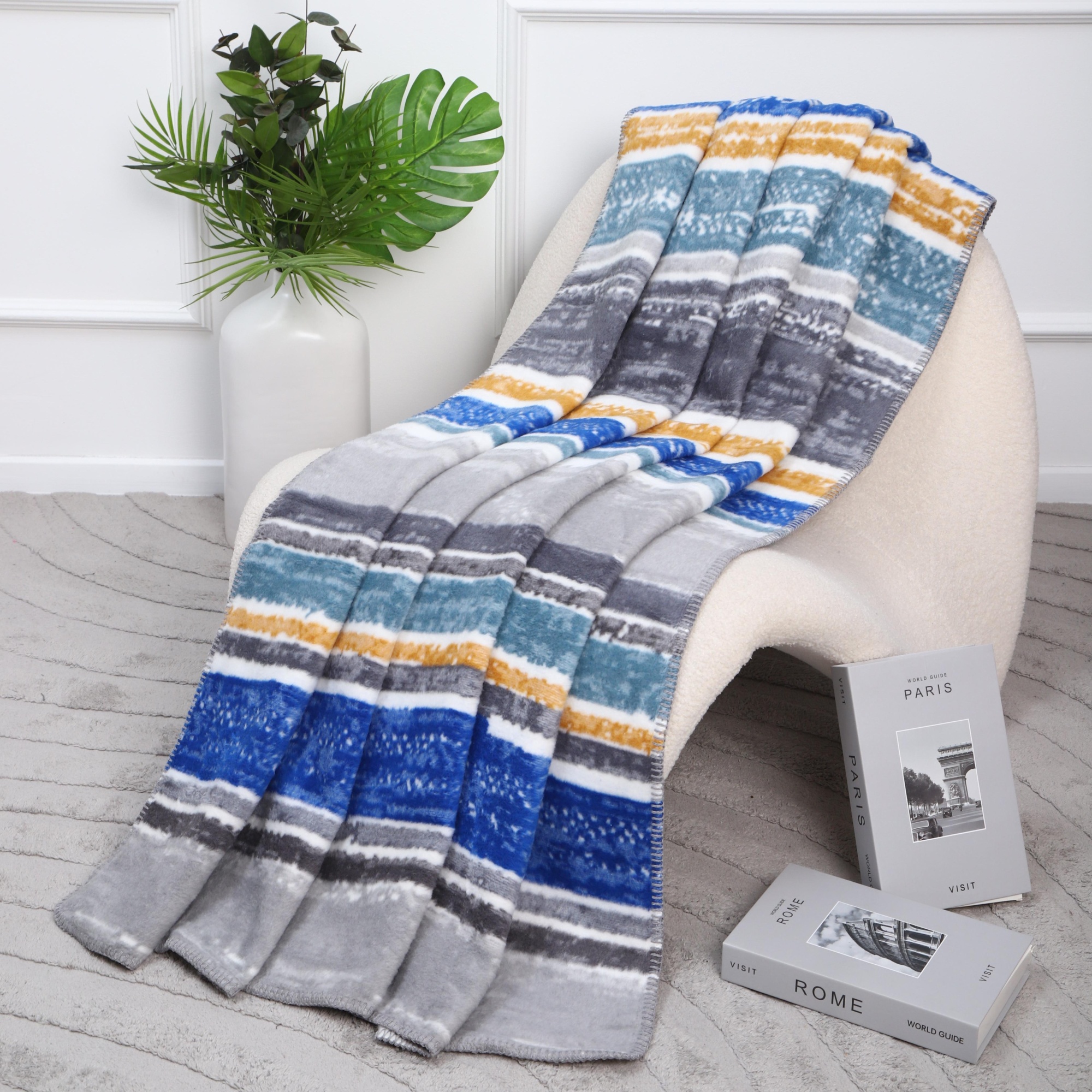 Плед Assorti Comfort Акварель, 150х200, хлопок, синий купить