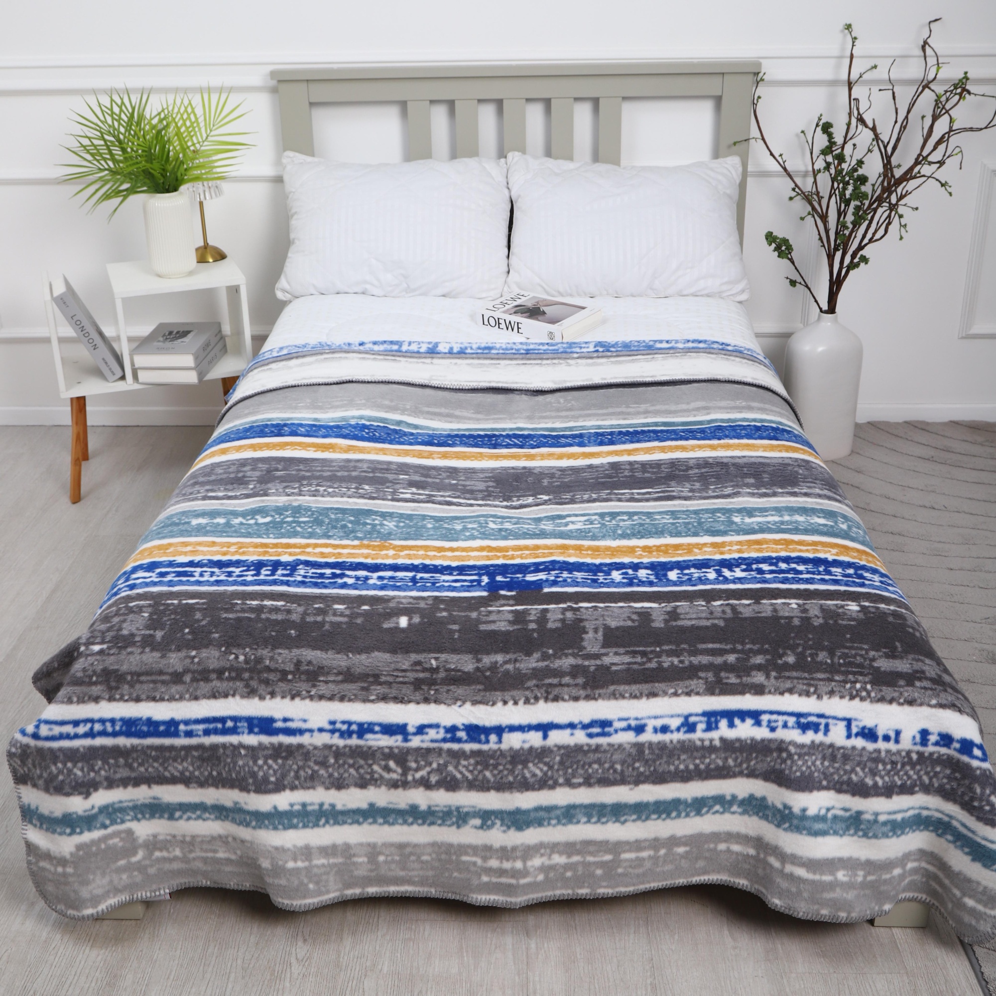 Плед Assorti Comfort Акварель, 200х220, хлопок, синий купить